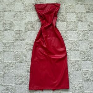 ZARA Red Faux Leather Midi Dress – Size XS LIKE NEW WORN ONCE